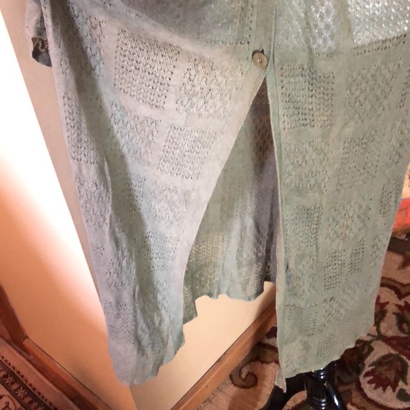 SEMPLICE size XL Linen Open-Weave Sweater Duster - Picture 6 of 16